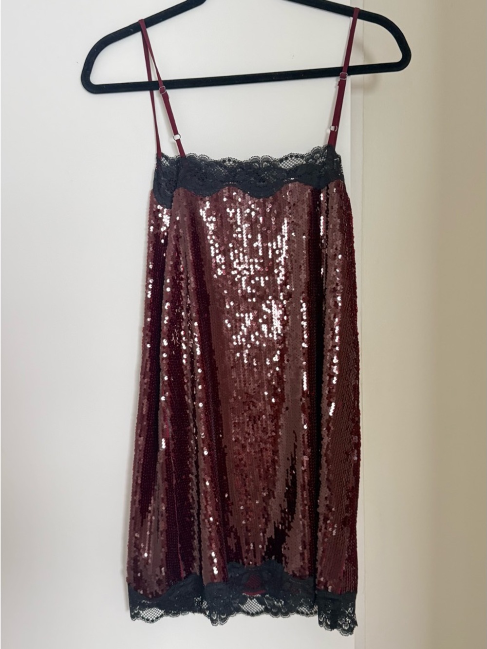 Reformation Nadene Sequin Lace Mini Slip Dress Plum Size XS - Picture 2 of 4